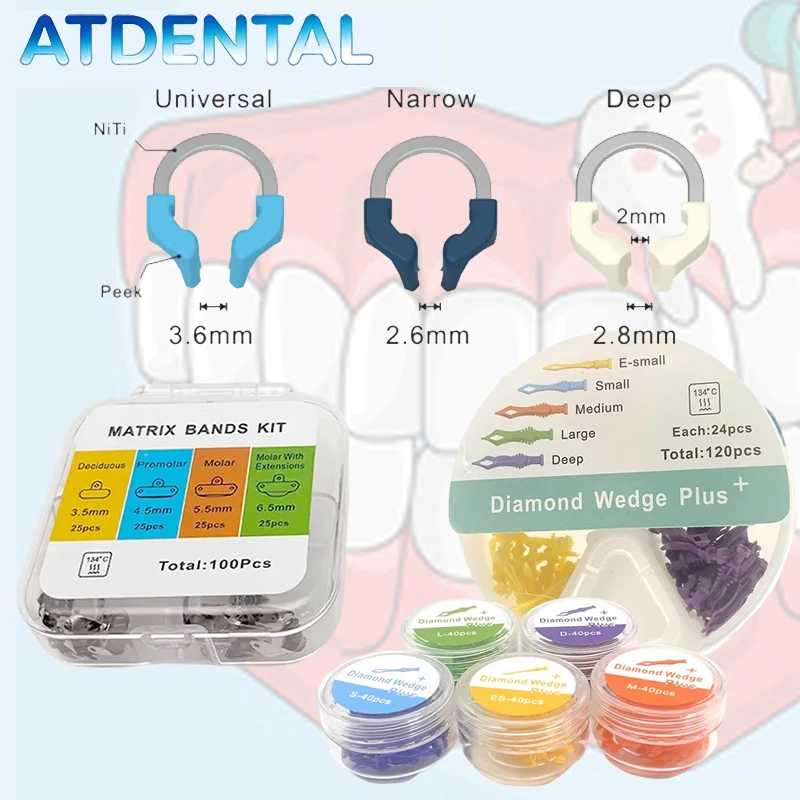 Dental Matrix Bands, NITI Metal Matrices with Sectional Contoured Ring & Clamp, Restoration Tool Kit Dental Clinic
Dental Matrix Bands, NITI Metal Matrices with Sectional Contoured Ring & Clamp, Restoration Tool Kit Dental Clinic