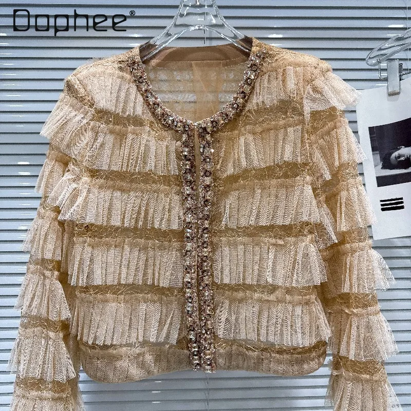 2026 Spring New High End Luxury Rhinestone Beaded Multi-layer Pleated Chiffon Short Coat French Style Elegant Socialite Coats
2026 Spring New High End Luxury Rhinestone Beaded Multi-layer Pleated Chiffon Short Coat French Style Elegant Socialite Coats