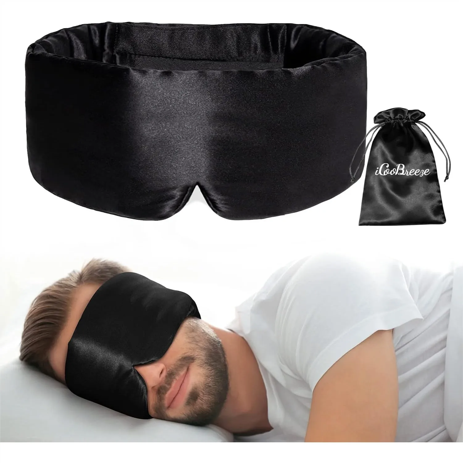 Natural Mulberry Silk Eye Mask For Sleeping Women Men, Large Size Blackout Sleep Mask With Adjustable Strap, Soft Pressureless Cooling Eye Covers For Travel, 1PC Black
Natural Mulberry Silk Eye Mask For Sleeping Women Men, Large Size Blackout Sleep Mask With Adjustable Strap, Soft Pressureless Cooling Eye Covers For Travel, 1PC Black