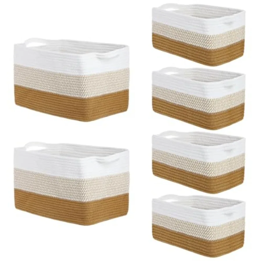 Woven Baskets for Storage 6 Pack Cotton Rope Organizer Bins 2 Sizes Large 15 x 11 x 10 in and Small 12 x 8 x 6 in Shelf Basket
Woven Baskets for Storage 6 Pack Cotton Rope Organizer Bins 2 Sizes Large 15 x 11 x 10 in and Small 12 x 8 x 6 in Shelf Basket