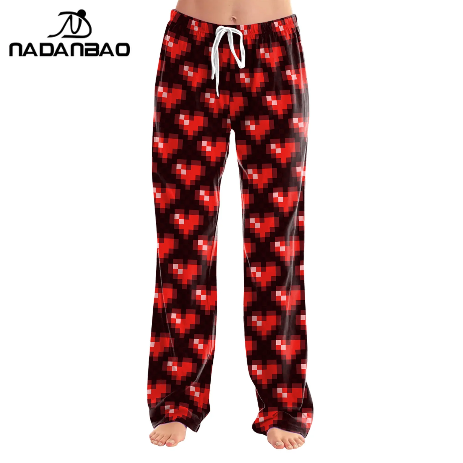 Nadanbao, пижамные штаны с красным пиксельным сердечком, повседневные вечерние широкие брюки на День святого Валентина, женская одежда для сна на шнурке
Nadanbao, пижамные штаны с красным пиксельным сердечком, повседневные вечерние широкие брюки на День святого Валентина, женская одежда для сна на шнурке