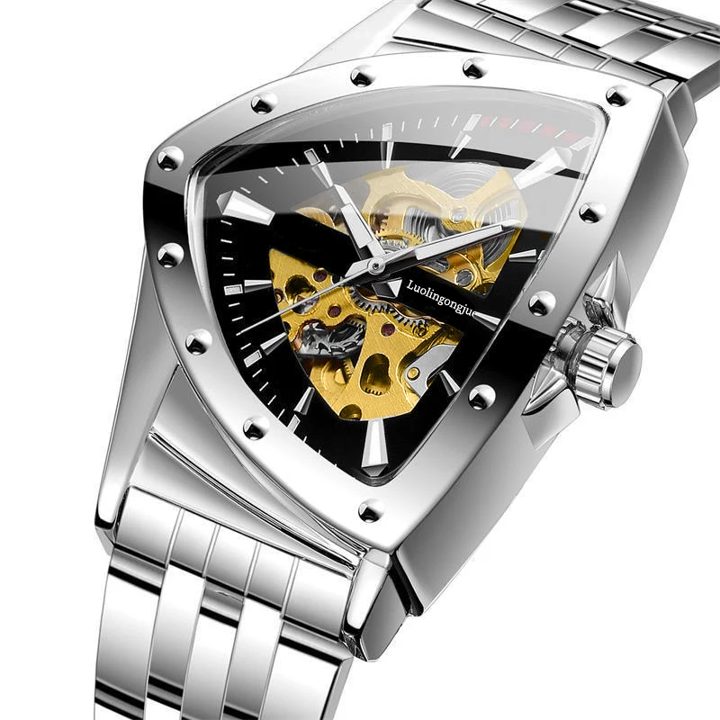 High-End Men's Triangular Hollow Mechanical Watch, Fully Automatic Movement with Transparent Back, Bold and Luxurious Steel Band Men's Watch, Waterproof Luminous Business Casual Men's Mechanical Watch, Trendy Street-Style Punk Men's Watch, Hot-Selling Pop
High-End Men's Triangular Hollow Mechanical Watch, Fully Automatic Movement with Transparent Back, Bold and Luxurious Steel Band Men's Watch, Waterproof Luminous Business Casual Men's Mechanical Watch, Trendy Street-Style Punk Men's Watch, Hot-Selling Pop