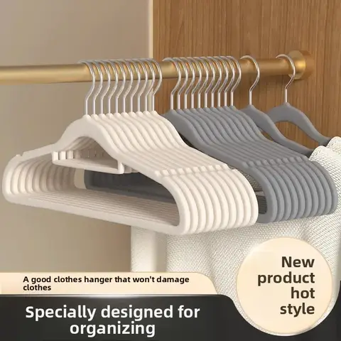 10/20Pcs Velvet Clothes Hangers, Non-Slip Flocked Felt Clothes Hangers, Solid Clothes Hangers, Saving Closet Space White Gray