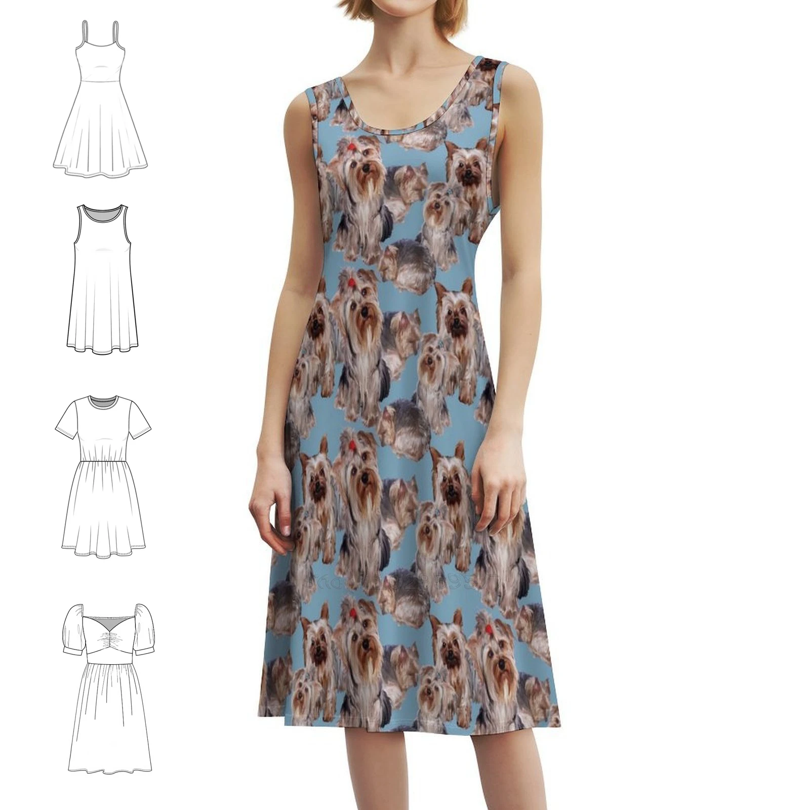Yorkies On Blue Background Bohemian Sleeveless Dress Multi-Print Beach Vacation Party Dress Yorkshire Terrier Terriers Yorkies
Yorkies On Blue Background Bohemian Sleeveless Dress Multi-Print Beach Vacation Party Dress Yorkshire Terrier Terriers Yorkies