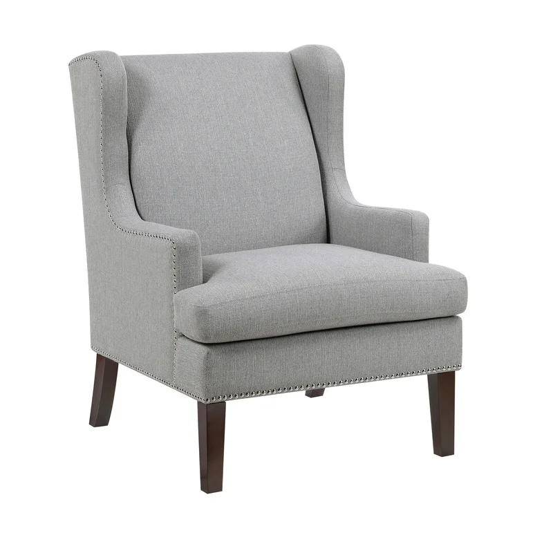 Gray Fabric Accent Chair Seat Cushion with Nailhead Trim for Living Room
Gray Fabric Accent Chair Seat Cushion with Nailhead Trim for Living Room