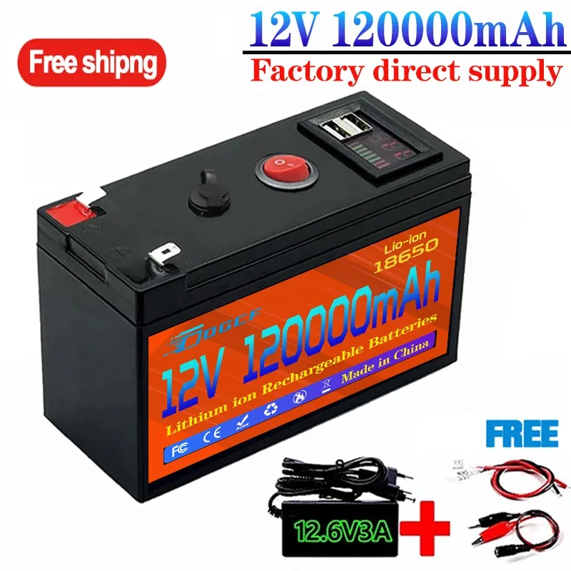 18650 lithium battery 12V 120Ah with USB, suitable for solar energy/spray/electric vehicle+12.6V 3Acharger
18650 lithium battery 12V 120Ah with USB, suitable for solar energy/spray/electric vehicle+12.6V 3Acharger