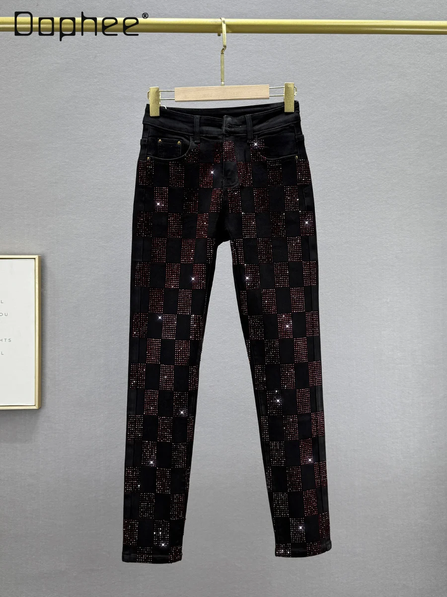 Thin Fleece Jeans Women's Trousers Fall Winter Elastic High Waist Slim European Goods Hot Diamonds Black Trousers Pencil Pants
Thin Fleece Jeans Women's Trousers Fall Winter Elastic High Waist Slim European Goods Hot Diamonds Black Trousers Pencil Pants