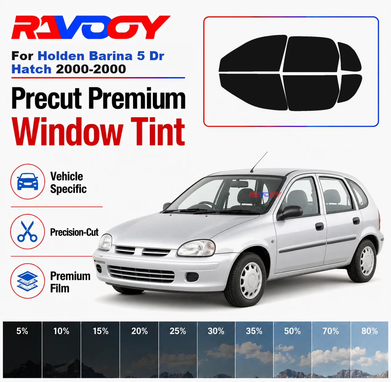 Premium Precut Window Tint Kit Front Rear Windows For Holden Barina 5Dr Hatch 2000-2000 Complete Set Car Solar Nano Ceramic Film
Premium Precut Window Tint Kit Front Rear Windows For Holden Barina 5Dr Hatch 2000-2000 Complete Set Car Solar Nano Ceramic Film