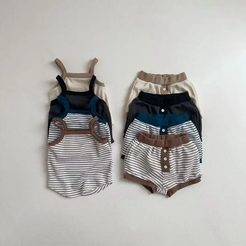 2025 Summer New Baby Sleeveless Clothes Set Infant Boy Girl Waffle Sling Vest + Shorts 2pcs Suit Toddler Casual Striped Outfits
2025 Summer New Baby Sleeveless Clothes Set Infant Boy Girl Waffle Sling Vest + Shorts 2pcs Suit Toddler Casual Striped Outfits