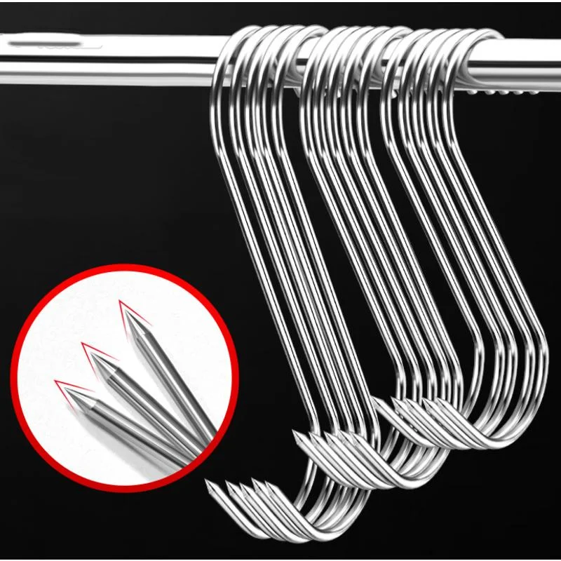 10PCS/Set Stainless Steel S Hooks with Sharp Tip Utensil Meat Clothes Hanger Hanging Hooks for Butcher Shop Kitchen Baking Tool
10PCS/Set Stainless Steel S Hooks with Sharp Tip Utensil Meat Clothes Hanger Hanging Hooks for Butcher Shop Kitchen Baking Tool