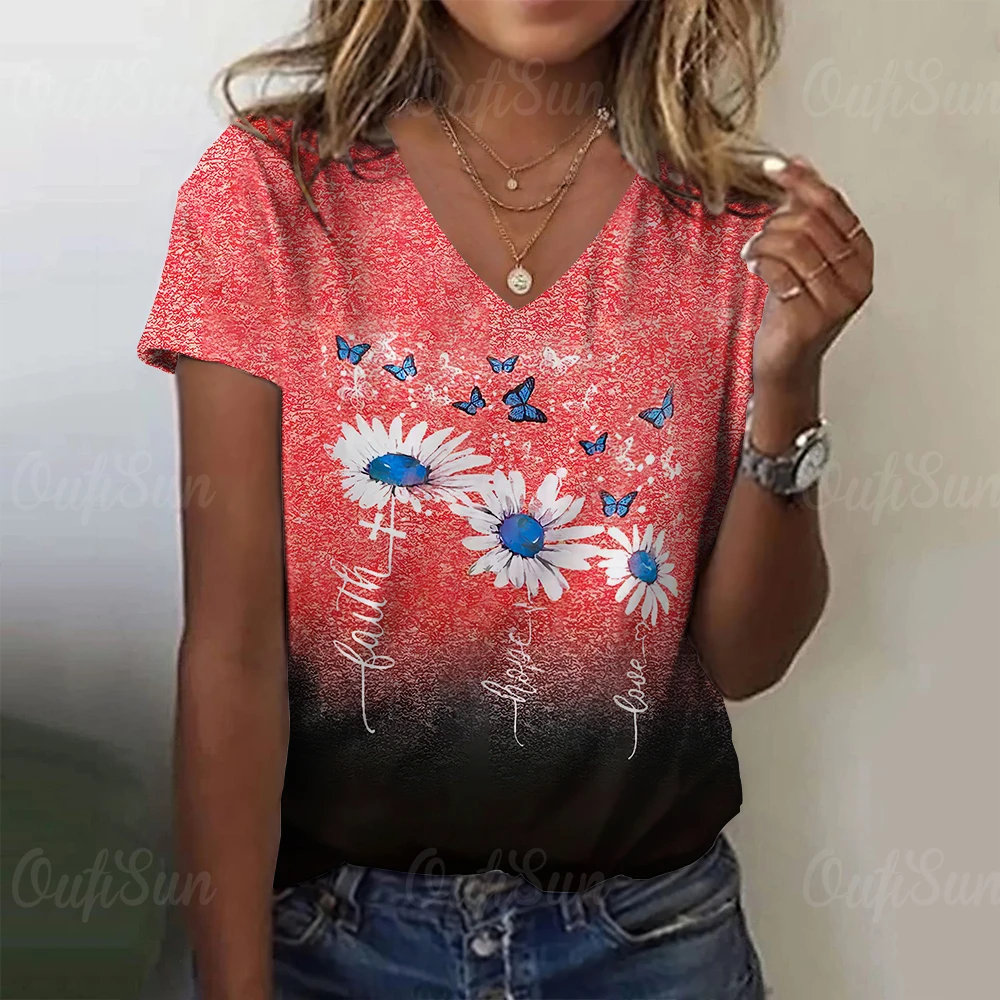 2024 New Women T-shirt Floral Print Shirt Design Plus Size Top Summer Women's Trend Clothing Fashion Short Sleeve V-Neck Tees
2024 New Women T-shirt Floral Print Shirt Design Plus Size Top Summer Women's Trend Clothing Fashion Short Sleeve V-Neck Tees