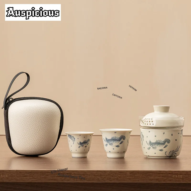 Fish and Algae Pattern Travel Tea Set Kit Retro 1 Pot 3 Cups Household Tea Making Organizer Portable Camping Handbag Cha Gift
Fish and Algae Pattern Travel Tea Set Kit Retro 1 Pot 3 Cups Household Tea Making Organizer Portable Camping Handbag Cha Gift