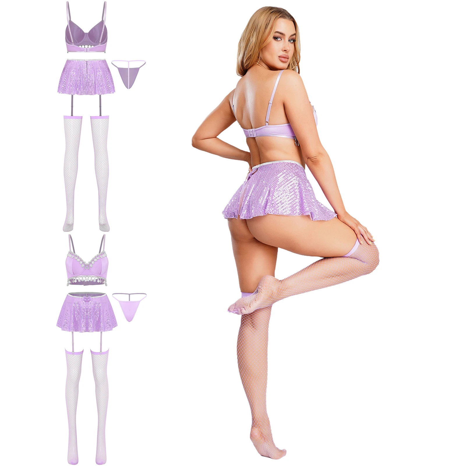 Women Lingerie Tempting Nightwear Sets Push-Up Bra with T-back Thong Mini Back Slit Skirt And Stockings Erotic Dating Nightwear
Women Lingerie Tempting Nightwear Sets Push-Up Bra with T-back Thong Mini Back Slit Skirt And Stockings Erotic Dating Nightwear