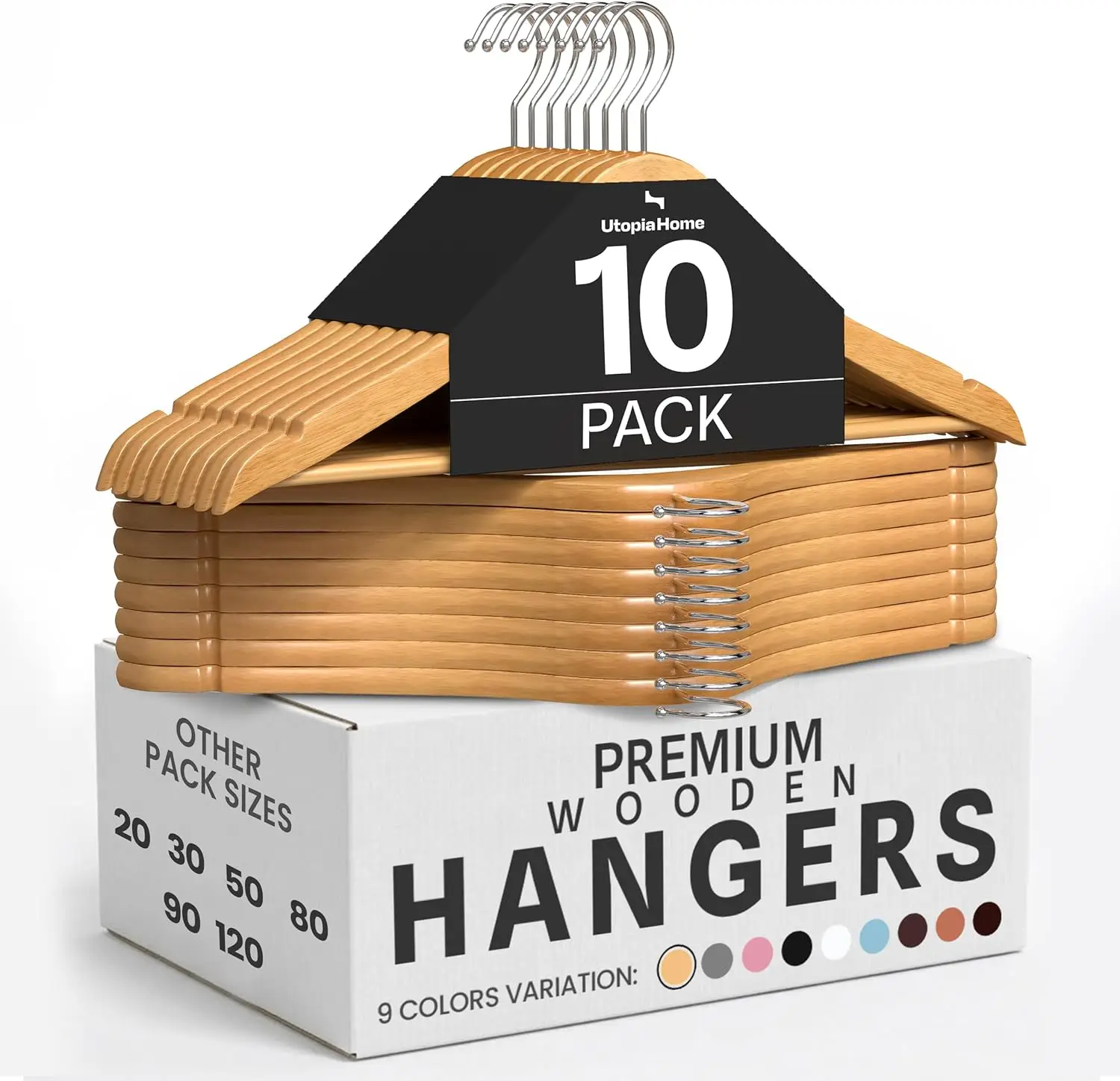 Solid Wood Hangers 10 Pack with 360° Rotating Hook for Suits and Coats
Solid Wood Hangers 10 Pack with 360° Rotating Hook for Suits and Coats