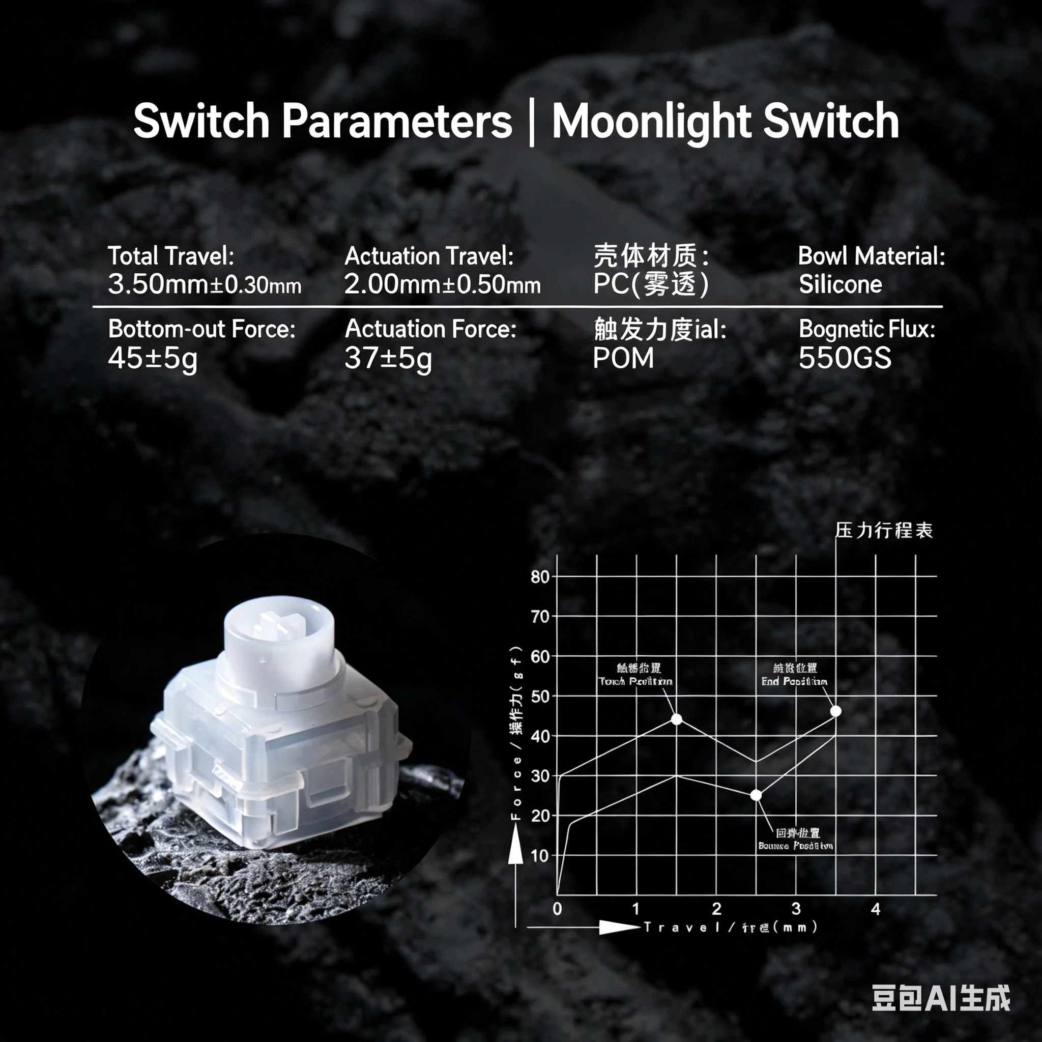 HAIMU Moonllight Magnetic Switch Silent Tactile 45g Silicone Bowl Structure For Custom Gaming Keyboard Silicone Magnetic Switch
HAIMU Moonllight Magnetic Switch Silent Tactile 45g Silicone Bowl Structure For Custom Gaming Keyboard Silicone Magnetic Switch