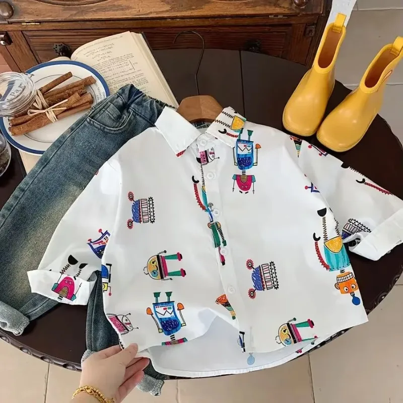 Baby Boys Blouses Toddler Lapel Blouse Kids Long-Sleeved Cotton Tops Full Printed Shirts 2025 Spring Autumn Children's Clothing
Baby Boys Blouses Toddler Lapel Blouse Kids Long-Sleeved Cotton Tops Full Printed Shirts 2025 Spring Autumn Children's Clothing