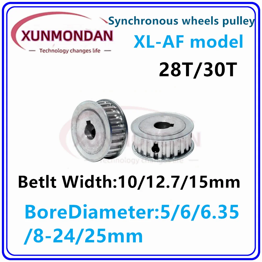 XL Timing Pulley AF Type 28T/30Teeth Bore 5/6/6.35/8/10-28/30mm for 10/12.7/15mm Width Belt Used In Linear Pulley
XL Timing Pulley AF Type 28T/30Teeth Bore 5/6/6.35/8/10-28/30mm for 10/12.7/15mm Width Belt Used In Linear Pulley