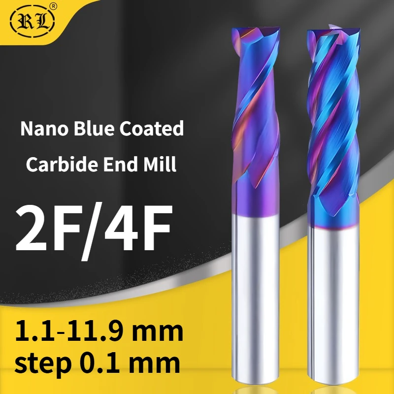 R L Nano Blue Coated Tungsten Carbide End Mill 2F 4F CNC Milling Cutter for Stainless Steel 1.2 3.2 4.2 5.2 6.8 9.8 2.1 3.1
R L Nano Blue Coated Tungsten Carbide End Mill 2F 4F CNC Milling Cutter for Stainless Steel 1.2 3.2 4.2 5.2 6.8 9.8 2.1 3.1