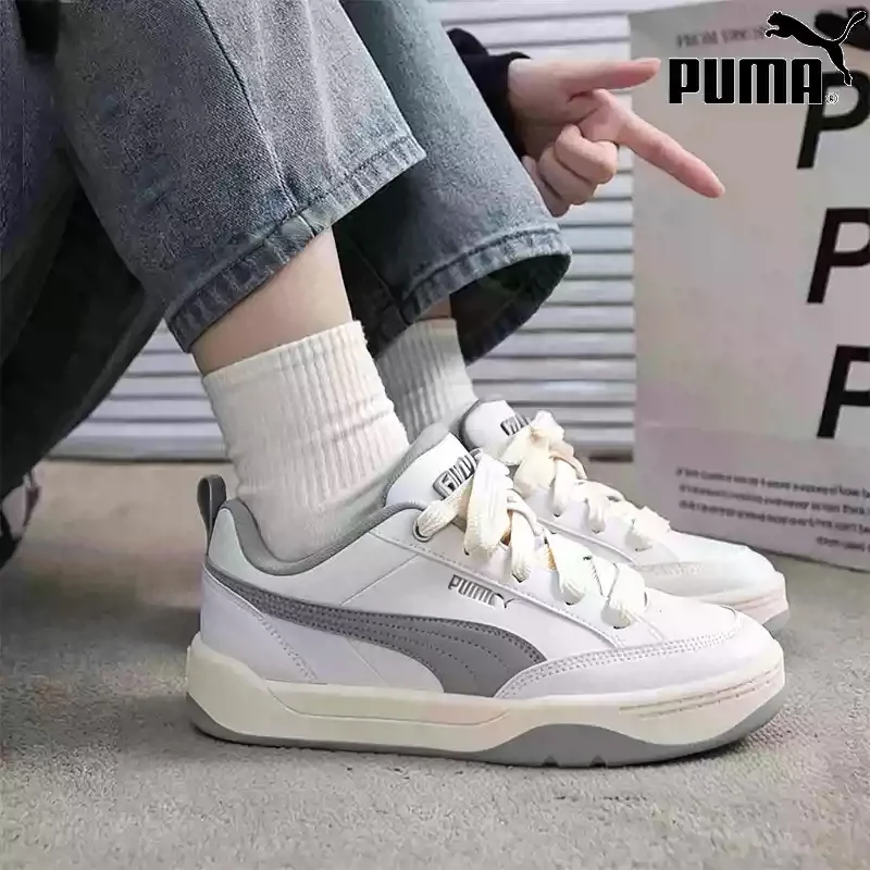 PUMA White Grey Leather Chunky Laces Thick Sole Casual Skate Sneakers 395084-01
PUMA White Grey Leather Chunky Laces Thick Sole Casual Skate Sneakers 395084-01
