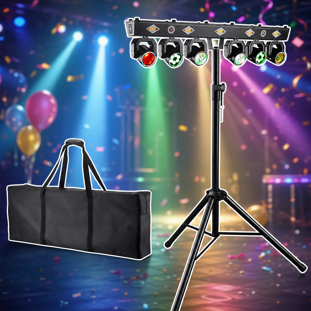 With Mobile stand 120W 6 Head Moving Head Light RGB Strobe Effect Stage Lighting DMX512 Sound Control For Party DJ Disco Show
With Mobile stand 120W 6 Head Moving Head Light RGB Strobe Effect Stage Lighting DMX512 Sound Control For Party DJ Disco Show