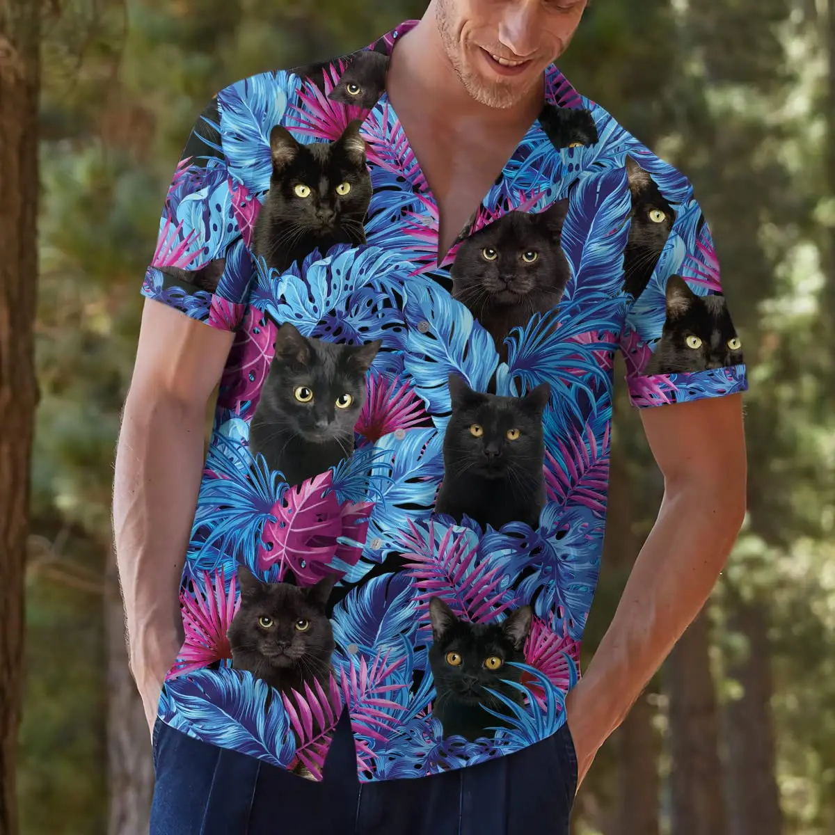 Men's Funny Black Cat Tropical Jungle Shirt 3D Print Summer Beach Vacation Casual Button Up Top Summer Women Short Sleeve Blouse
Men's Funny Black Cat Tropical Jungle Shirt 3D Print Summer Beach Vacation Casual Button Up Top Summer Women Short Sleeve Blouse