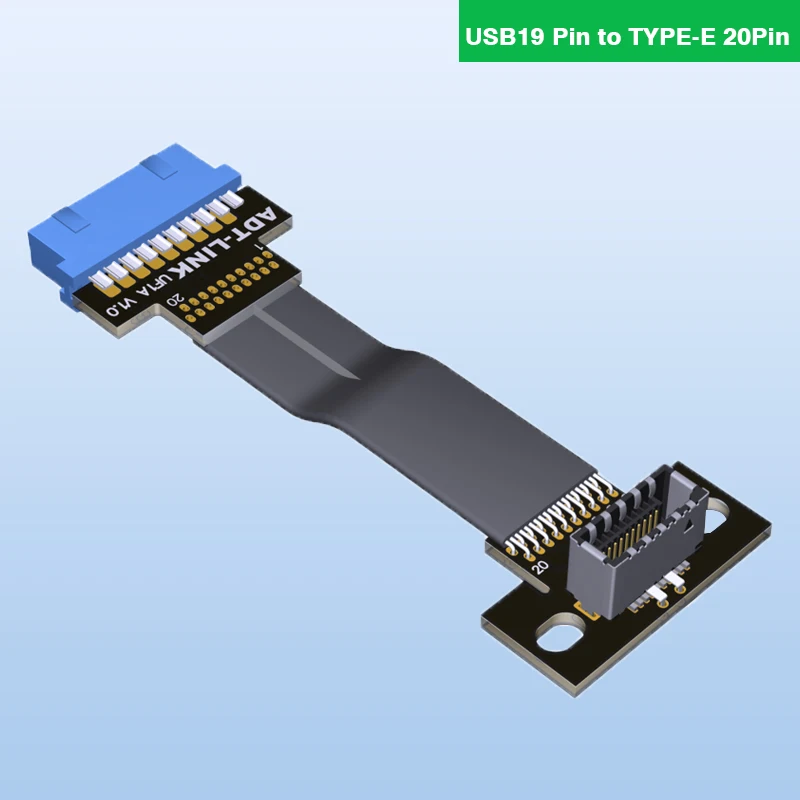 Разъем USB 3.0 типа C на передней панели, 19-контактный разъем TYPE-E, 20-контактный разъем, плоский удлинительный адаптер, ленточный кабель с экранированием от электромагнитных помех
Разъем USB 3.0 типа C на передней панели, 19-контактный разъем TYPE-E, 20-контактный разъем, плоский удлинительный адаптер, ленточный кабель с экранированием от электромагнитных помех