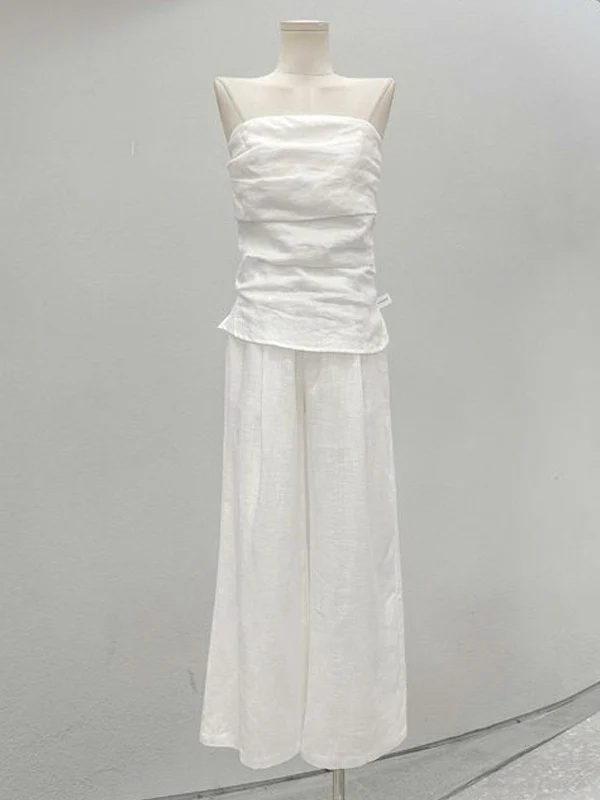 Summer 2025 Fashion Set Casual One-Shoulder Pleated Split Tube Top And Wide Leg Pants Two-Piece Women's Clothing Ensemble
Summer 2025 Fashion Set Casual One-Shoulder Pleated Split Tube Top And Wide Leg Pants Two-Piece Women's Clothing Ensemble