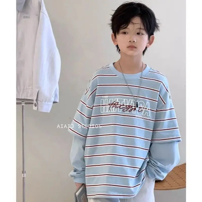 Children's Long Sleeve T-Shirt Spring Autumn New Style Boys Stripe Casual Patchwork Top Kids Fashion Comfortable Clothing
Children's Long Sleeve T-Shirt Spring Autumn New Style Boys Stripe Casual Patchwork Top Kids Fashion Comfortable Clothing
