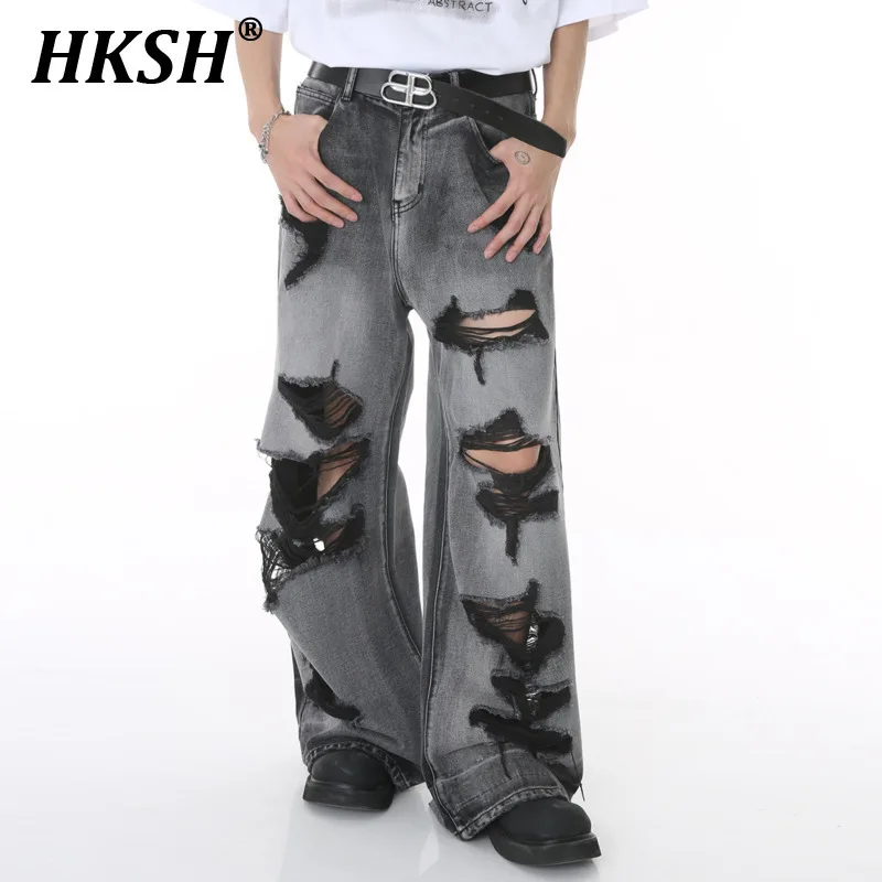 HKSH Spring Summer New Men's Tide Chic High Street Hip Hop Punk Style Vintage Distressed Ripped Jeans Wide Leg Long Pants HK5592
HKSH Spring Summer New Men's Tide Chic High Street Hip Hop Punk Style Vintage Distressed Ripped Jeans Wide Leg Long Pants HK5592