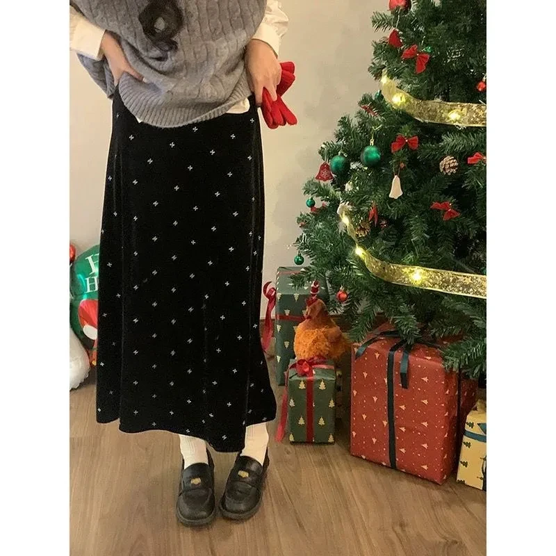 Vintage Star Printed Velvet Skirt Women Autumn Winter Elastic Waist Straight Split Mid Length Skirts Y2k Fashion Faldas
Vintage Star Printed Velvet Skirt Women Autumn Winter Elastic Waist Straight Split Mid Length Skirts Y2k Fashion Faldas