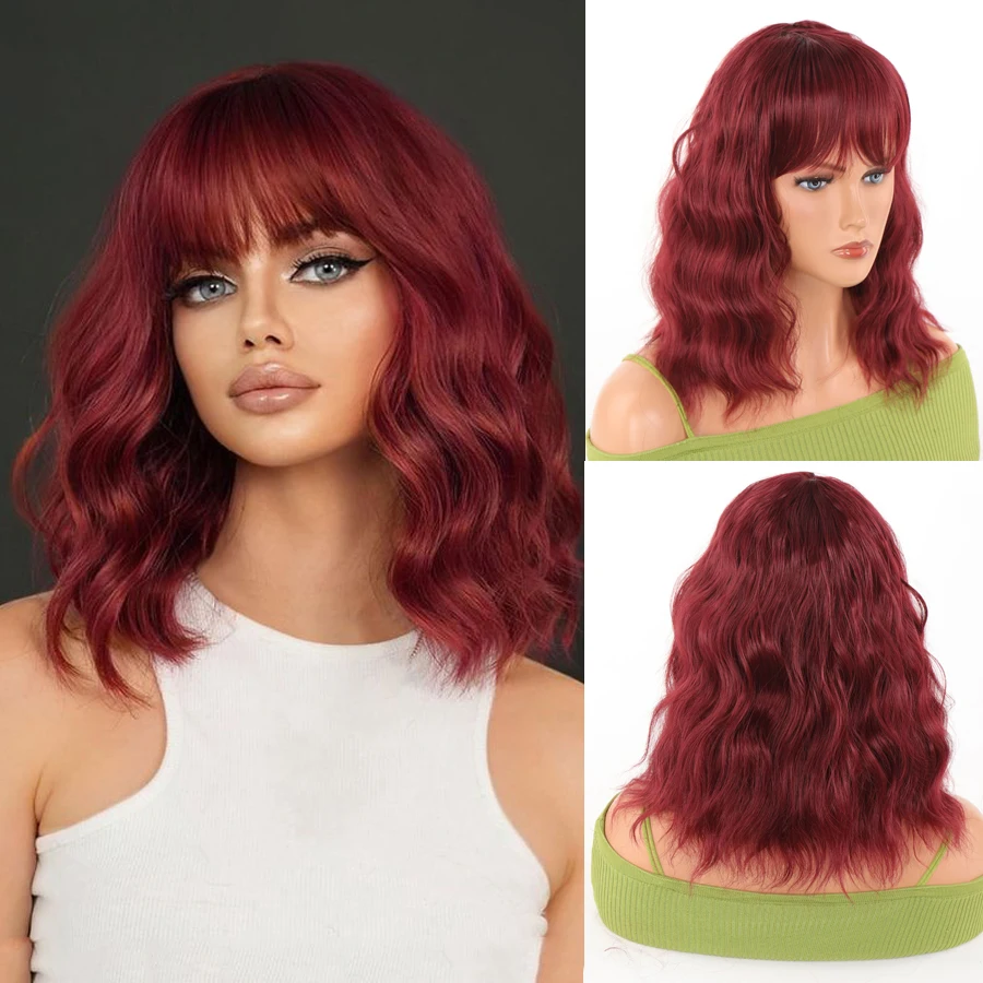 Synthetic short Wigs For Women Water Wave Curly Wigs With Bang Dark Roots Fluffy Natural Synthetic Heat Resistant Fiber Wig
Synthetic short Wigs For Women Water Wave Curly Wigs With Bang Dark Roots Fluffy Natural Synthetic Heat Resistant Fiber Wig