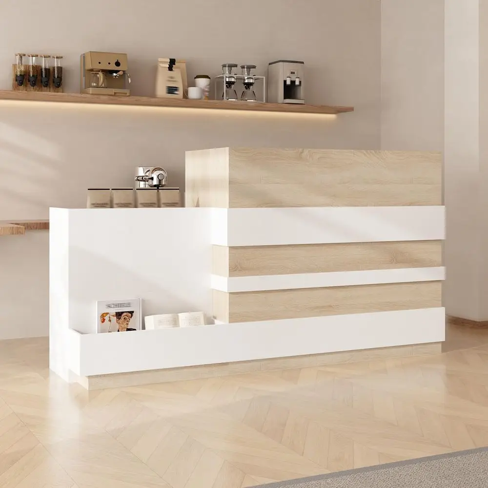 Стойка регистрации с ящиками для хранения вещей, рабочий офисный стол с открытыми полками для хранения и шкафом, современный дисплей приема
Стойка регистрации с ящиками для хранения вещей, рабочий офисный стол с открытыми полками для хранения и шкафом, современный дисплей приема