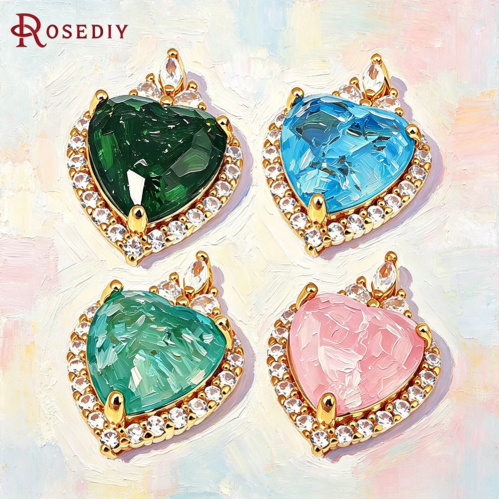 2PCS 18K Gold Color Brass and Zircon and Glass Heart Charms Pendants High Quality Jewelry Making Necklace Diy Accessories
2PCS 18K Gold Color Brass and Zircon and Glass Heart Charms Pendants High Quality Jewelry Making Necklace Diy Accessories