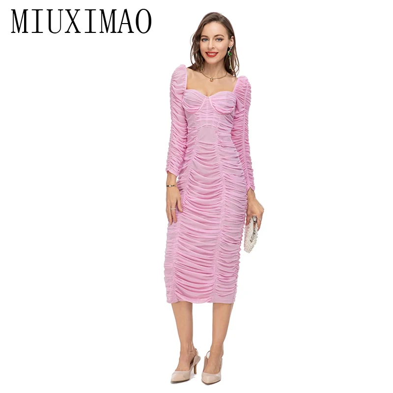 MIUXIMAO 2023 High Quality Spring&Summer Elegant Dress French Romance Square Neck Solid Fold Fashion Long Dress Women Vestides
MIUXIMAO 2023 High Quality Spring&Summer Elegant Dress French Romance Square Neck Solid Fold Fashion Long Dress Women Vestides