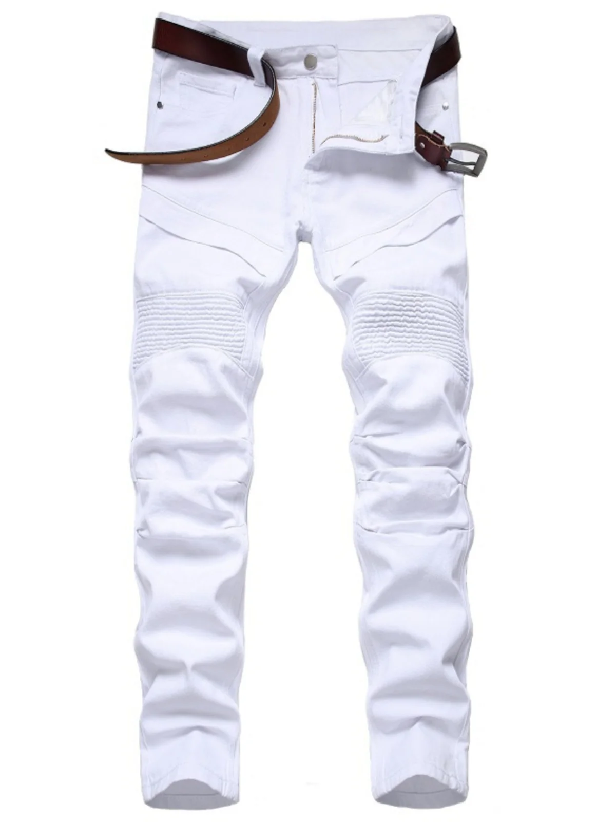 Spring Edition Pleated Motorcycle Jeans Men's Slim Fit Elastic Youthful Trendy Long Pants Pure White Autumn Casual Wear
Spring Edition Pleated Motorcycle Jeans Men's Slim Fit Elastic Youthful Trendy Long Pants Pure White Autumn Casual Wear