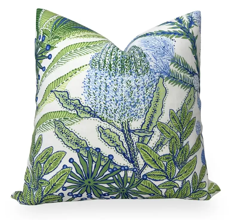 Protea Pillow Cover in Blue and Green, Designer Decorative Pillow Cover, Indoor Outdoor Pillow Cover
Protea Pillow Cover in Blue and Green, Designer Decorative Pillow Cover, Indoor Outdoor Pillow Cover
