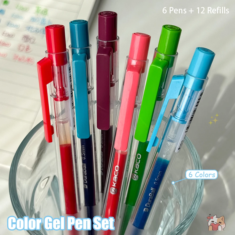 6 Pens + 12 Refills Color Gel Pen Set 6 Colors Minimalist Click Drawing Marking Pens For School Office Use
6 Pens + 12 Refills Color Gel Pen Set 6 Colors Minimalist Click Drawing Marking Pens For School Office Use