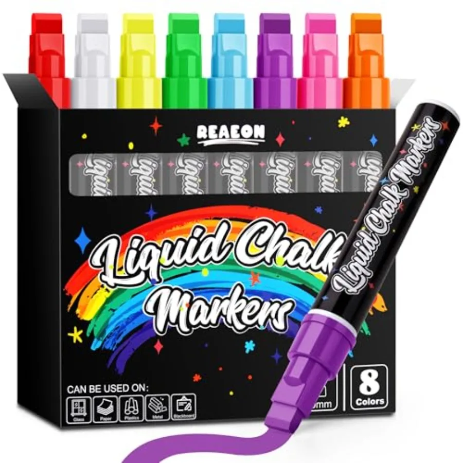 Jumbo Liquid Chalk Markers for Blackboards, Bold Color Erasable Chalk Pens with 10mm 3 in 1 Nib, Washable Dust-Free Pens for Gl
Jumbo Liquid Chalk Markers for Blackboards, Bold Color Erasable Chalk Pens with 10mm 3 in 1 Nib, Washable Dust-Free Pens for Gl