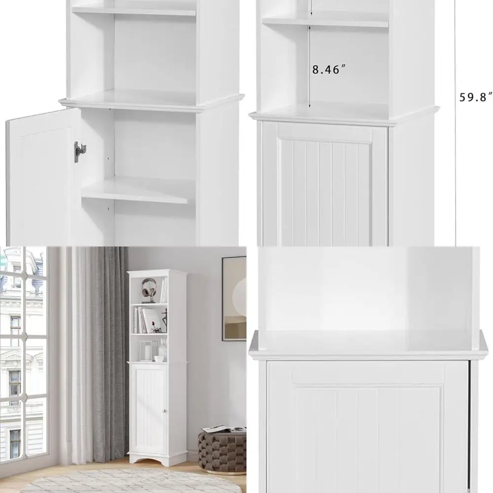 White Tall Slim 3-Tier Freestanding Storage Cabinet, Linen Tower
White Tall Slim 3-Tier Freestanding Storage Cabinet, Linen Tower