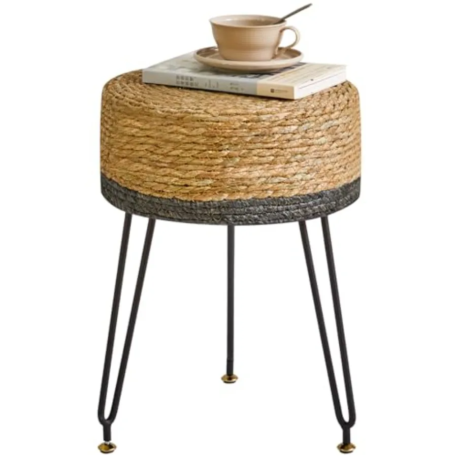 Pouf Ottoman, Handmade Natural Water Hyacinth, Pastoral Style Footrest, Footstool with 4 Metal Legs Round Vanity Stool for Bedr
Pouf Ottoman, Handmade Natural Water Hyacinth, Pastoral Style Footrest, Footstool with 4 Metal Legs Round Vanity Stool for Bedr