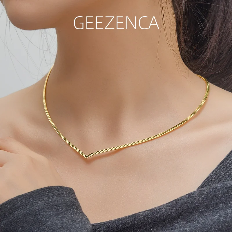 GEEZENCA Italian 925 Sterling Silver 2mm Width 45cm V Shape Shiny Torques Women Stackable Chain Necklaces Trendy Gift For Her
GEEZENCA Italian 925 Sterling Silver 2mm Width 45cm V Shape Shiny Torques Women Stackable Chain Necklaces Trendy Gift For Her