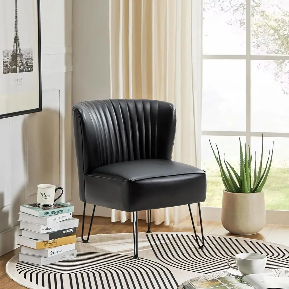 Кожаное кресло с металлическим основанием, современное кресло для гостиной, удобное мягкое кресло для спальни или офиса, черное
Кожаное кресло с металлическим основанием, современное кресло для гостиной, удобное мягкое кресло для спальни или офиса, черное