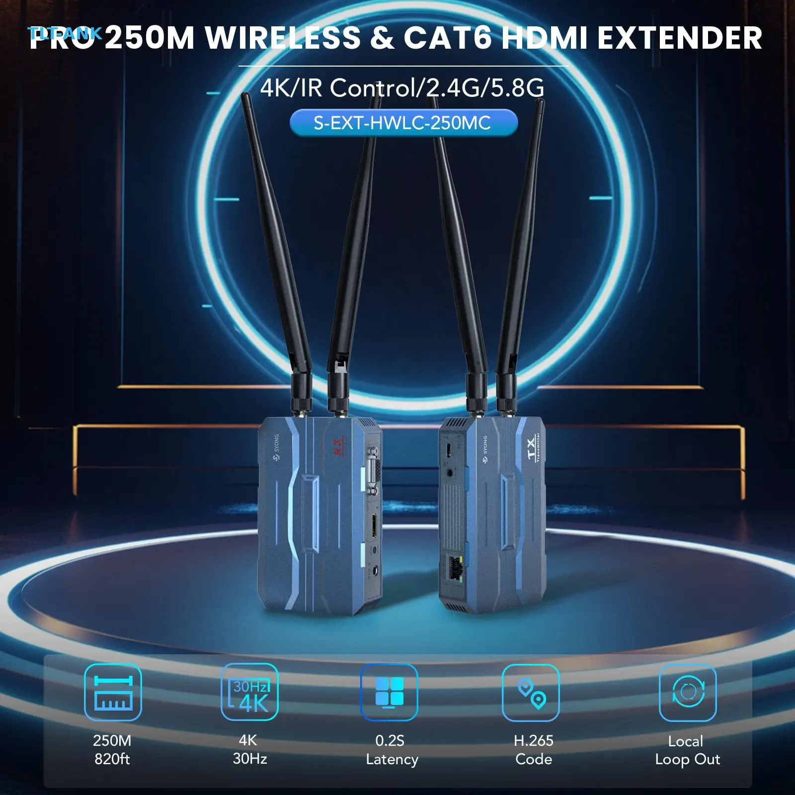 4K 250M IP TCP Wireless HDMI H265 Encoder 4K Transmitter Extender Support 1 Tx to 1 Rx 250m Wireless Bridge Audio Mixer