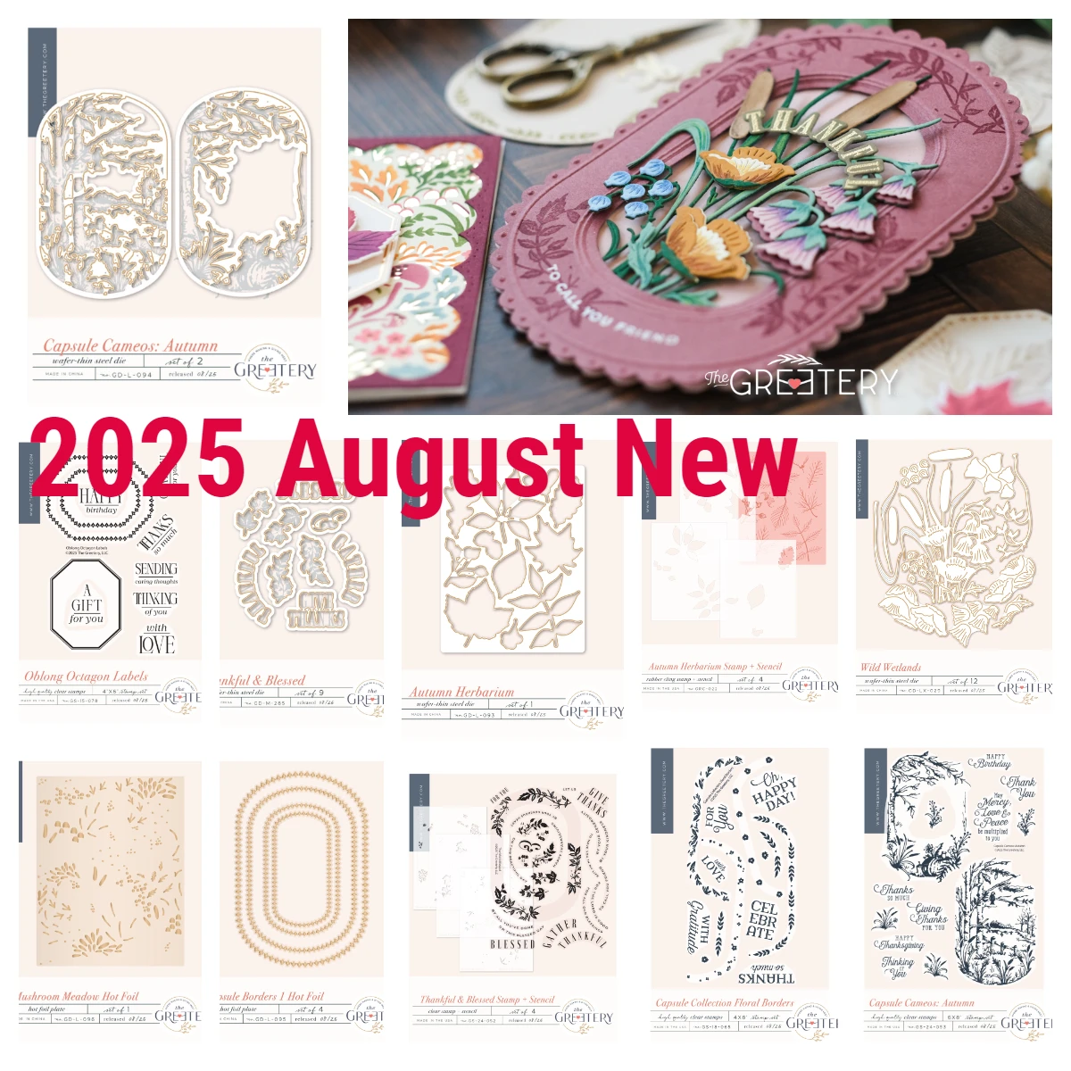 Greetery Capsule Basics Thankful & Blessed Mushroom Meadow Metal Cutting Dies Stamps Stencil for DIY Handmade Scrapbook 2025 New
Greetery Capsule Basics Thankful & Blessed Mushroom Meadow Metal Cutting Dies Stamps Stencil for DIY Handmade Scrapbook 2025 New