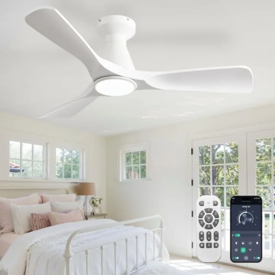 Ceiling Fans with Lights and Remote: Flush Mount Low Profile Ceiling Fan for Bedroom - Dimmable Indoor Outdoor Fan with APP Con
Ceiling Fans with Lights and Remote: Flush Mount Low Profile Ceiling Fan for Bedroom - Dimmable Indoor Outdoor Fan with APP Con