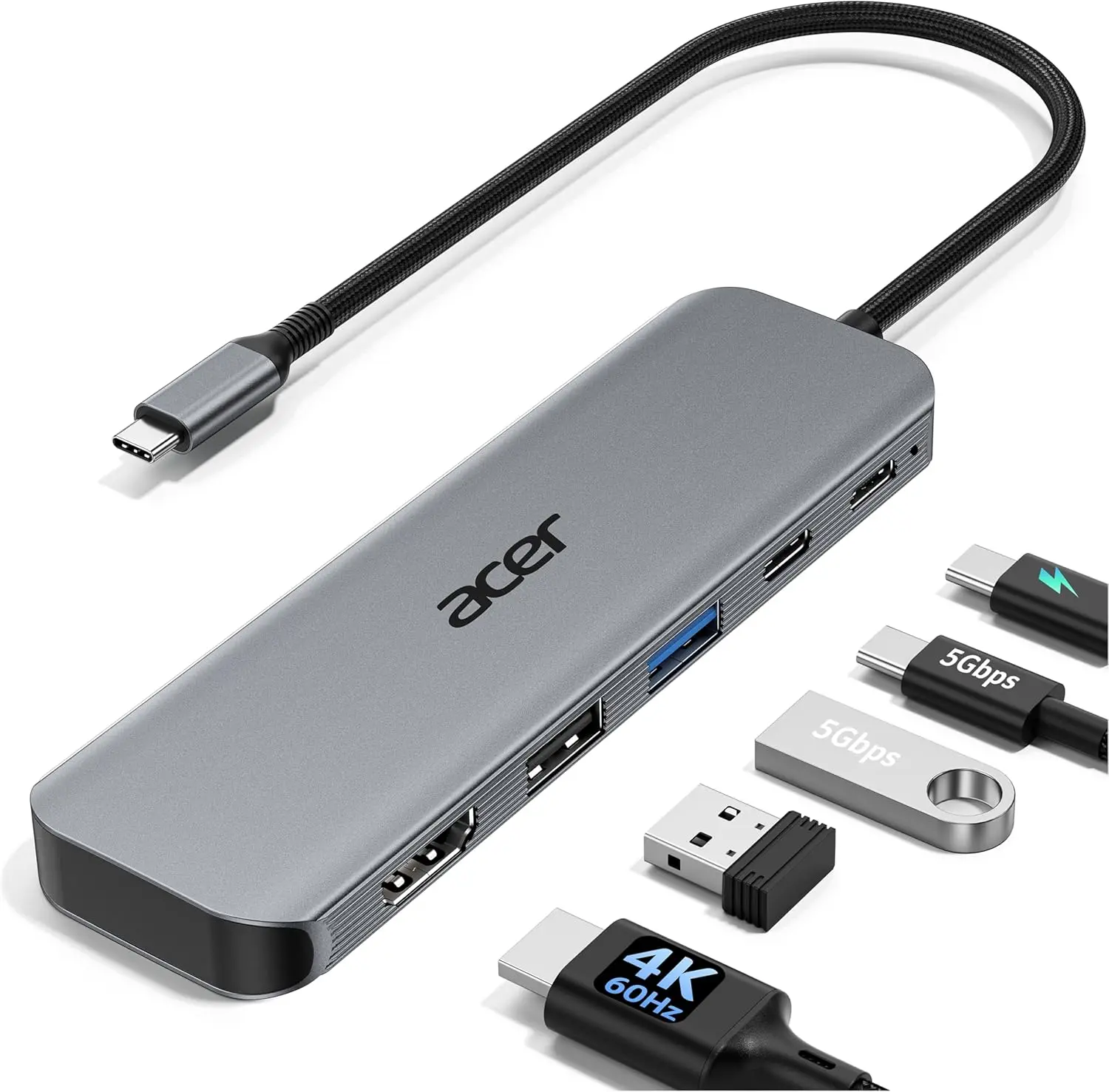 5-in-1 USB C Hub: 4K@60Hz HDMI, 100W PD, 5Gbps Data
5-in-1 USB C Hub: 4K@60Hz HDMI, 100W PD, 5Gbps Data