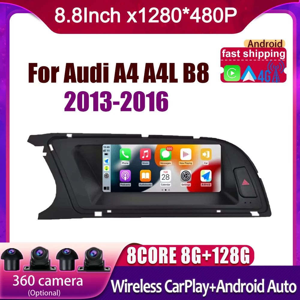 8.8 Inch Android 14 Touch Screen Car Accessories Carplay Monitors Multimedia Audio Radio Player For Audi A4 A4L B8 2013-2016
8.8 Inch Android 14 Touch Screen Car Accessories Carplay Monitors Multimedia Audio Radio Player For Audi A4 A4L B8 2013-2016