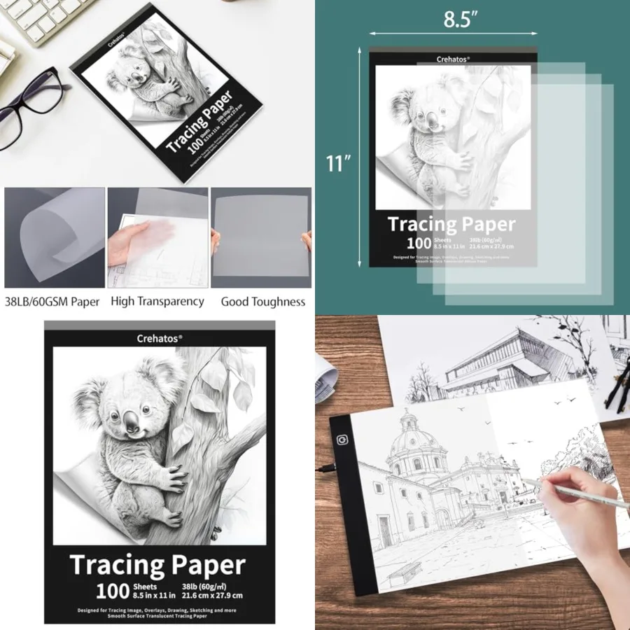 Tracing Paper, Translucent Tracing Pad, 100 Sheets 38lb/60gsm Vellum Art Paper
Tracing Paper, Translucent Tracing Pad, 100 Sheets 38lb/60gsm Vellum Art Paper