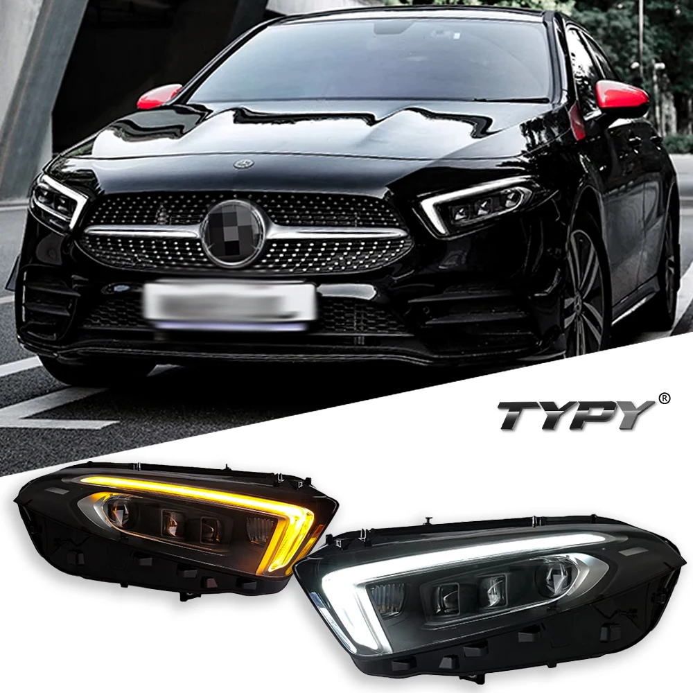 TYPY автомобильные фары для Benz A-Class W177 2018-2022, обновленный модифицированный новый DRL, динамический указатель поворота, светодиодные фары, автоаксессуары
TYPY автомобильные фары для Benz A-Class W177 2018-2022, обновленный модифицированный новый DRL, динамический указатель поворота, светодиодные фары, автоаксессуары