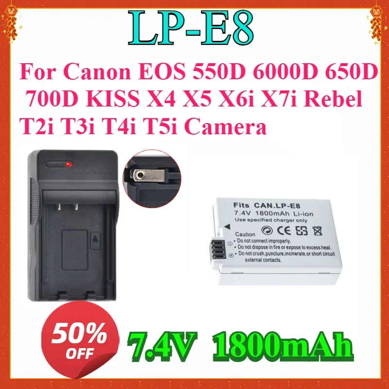 High-quality LP-E8 LPE8 LP E8 Battery Charger for Canon EOS 550D 6000D 650D 700D KISS X4 X5 X6i X7i Rebel T2i T3i T4i T5i Camera
High-quality LP-E8 LPE8 LP E8 Battery Charger for Canon EOS 550D 6000D 650D 700D KISS X4 X5 X6i X7i Rebel T2i T3i T4i T5i Camera